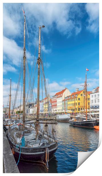 Copenhagen Nyhavn District with Foreground Tallshi Print by Antony McAulay