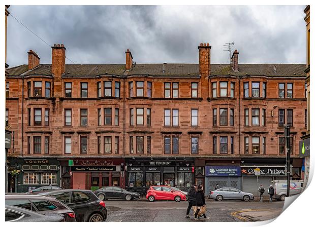 Glasgow Sandstone Tenement With Shops Print by Antony McAulay