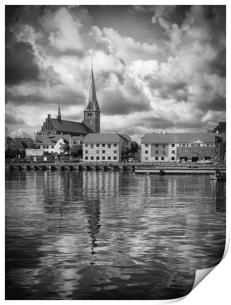 Helsingor Cityscape in Black and White Print by Antony McAulay