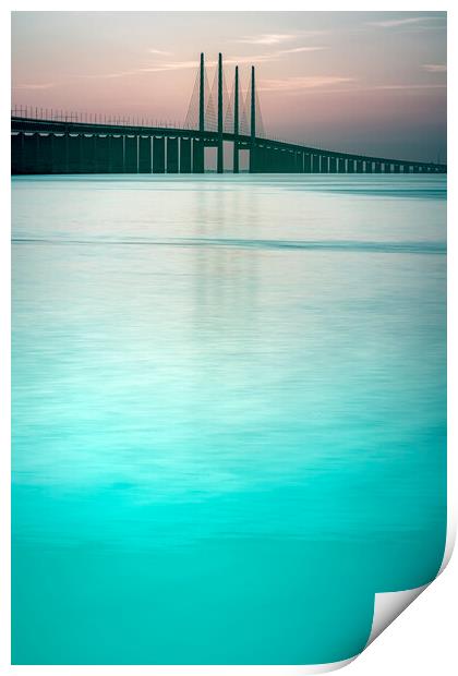 Oresunds Bridge at Blue Hour Print by Antony McAulay