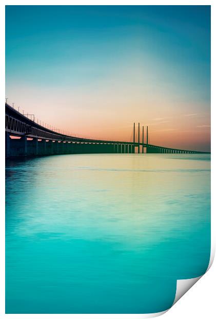 Oresunds Bridge at Dusk Print by Antony McAulay