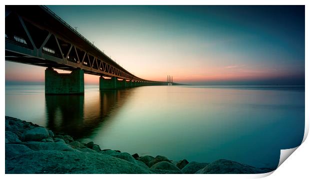 Oresunds Bridge at Sundown Panorama Print by Antony McAulay