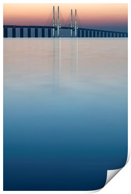 Oresunds Bridge at Sunset Print by Antony McAulay