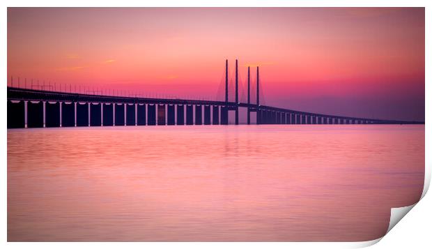 Oresunds Bridge at a Tranquil Sunset Print by Antony McAulay