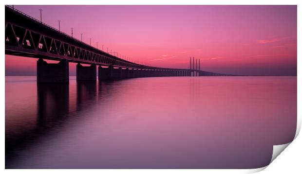 Oresunds Bridge at Sunset Panoramic Splendour Print by Antony McAulay