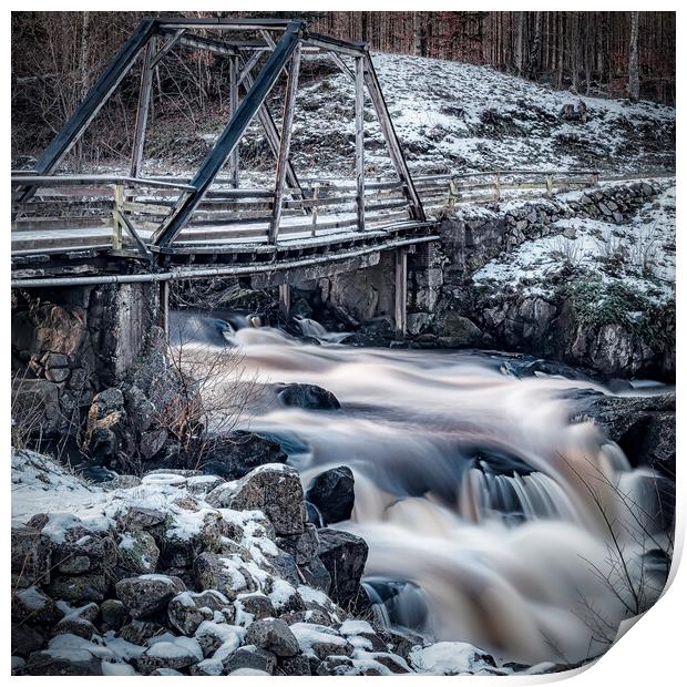 Troubled Bridge over Falling Water Print by Antony McAulay