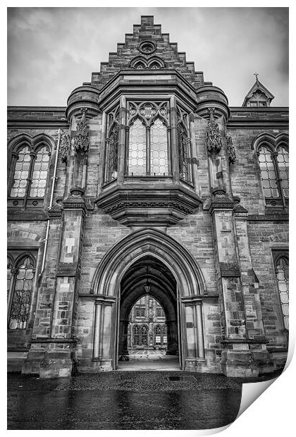 Glasgow University Cloisters view Through Archway Print by Antony McAulay