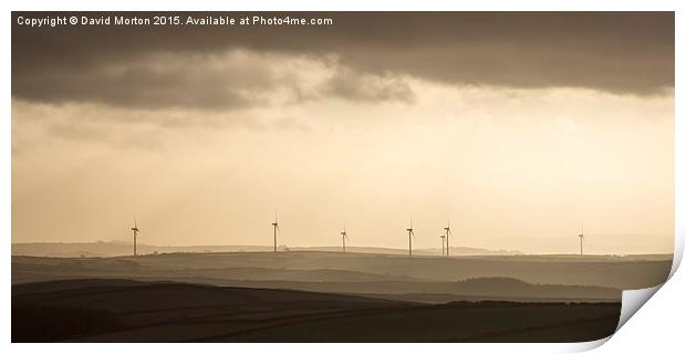  Fullabrook Windfarm Silhouetted Against the Morni Print by David Morton