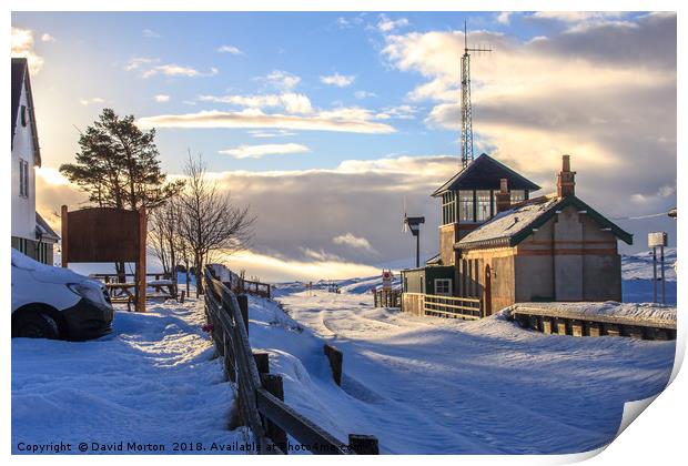 Corrour Station on Rannoch moor in Winter Print by David Morton