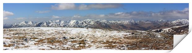 Panorama of Cluanie Forrest from Sgurr nan Conbhairean above Loch Cluanie Print by David Morton