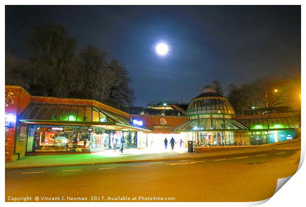 Full Moon Above Norwich Castle Mall, U.K Print by Vincent J. Newman