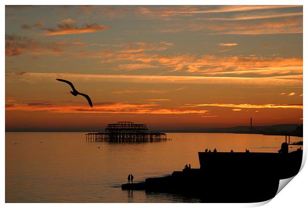 Brighton Lovers Print by Rob Wood