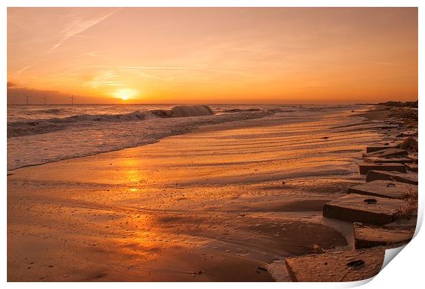 Sunrise at Caister Beach Print by Steve Hardiman