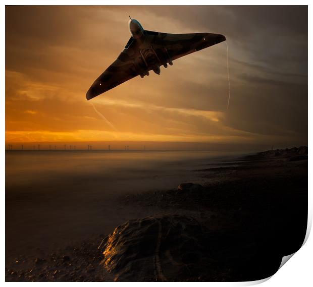 Avro Vulcan at Sunrise Print by Steve Hardiman
