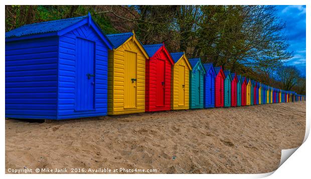 Beach Huts Print by Mike Janik