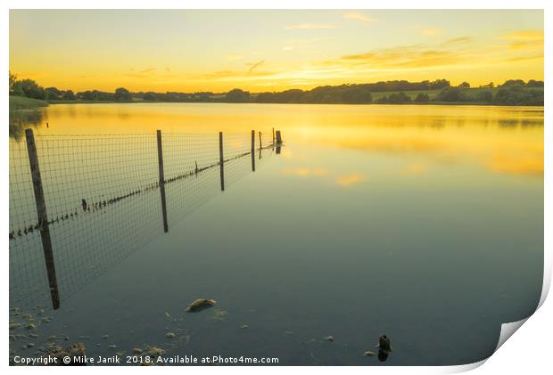 Sunset Over Pickmere Lake  Print by Mike Janik