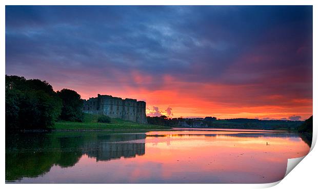 Carew Castle Sunset Print by Mark Robson