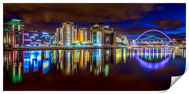 River Tyne at Night Print by Brian Smith