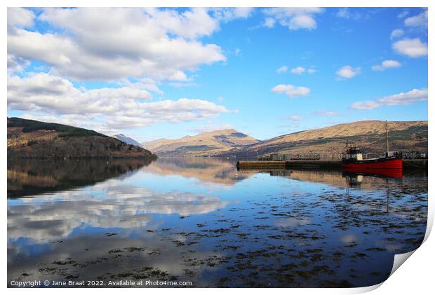 Tranquil Reflections of Loch Fyne Print by Jane Braat