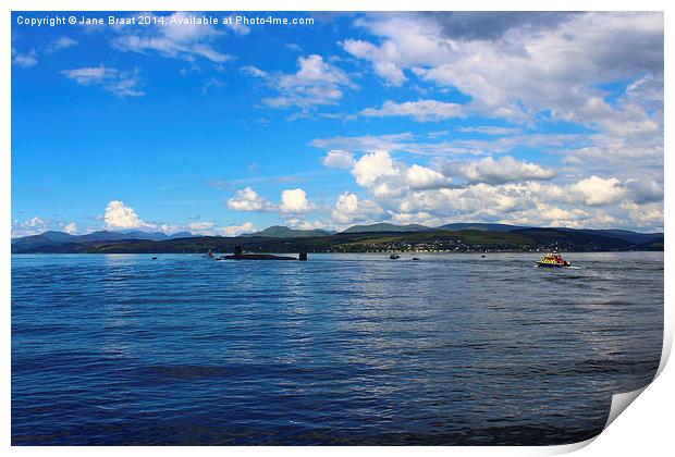 Royal Navy Submarine on the Clyde Print by Jane Braat