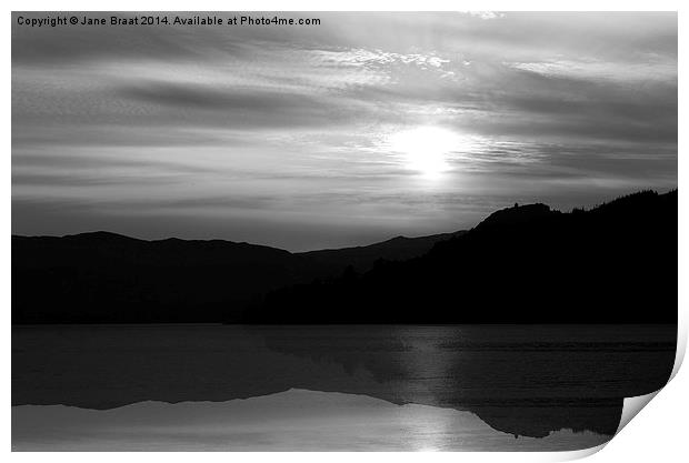  Argyll Sunset in Black and White Print by Jane Braat