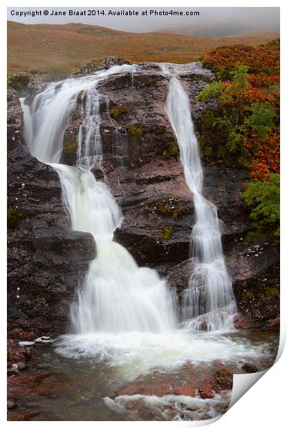 Majestic Glen Coe Waterfall Print by Jane Braat