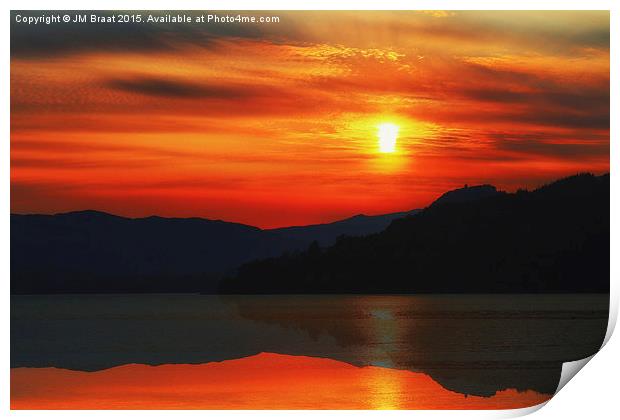 Fiery Sunset over Inveraray Print by Jane Braat