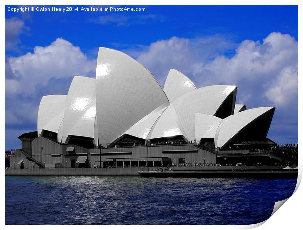 Sydney Opera House black and white icon Print by Gwion Healy