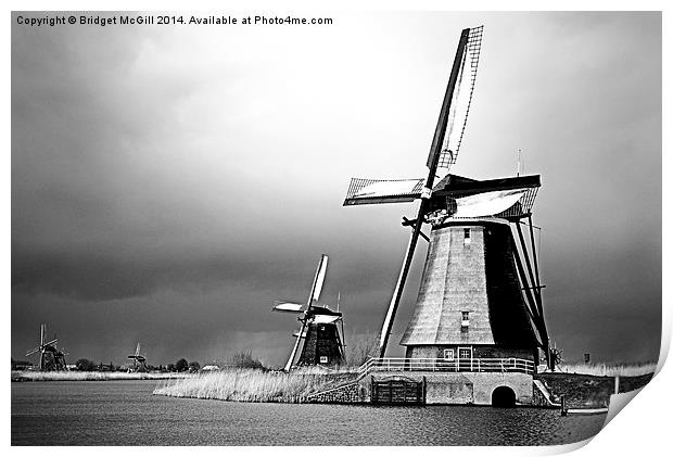Windmills at Kinderdijk, Holland Print by Bridget McGill