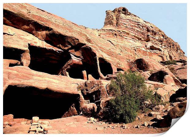 Bedouin Caves of Petra Print by Jacqueline Burrell