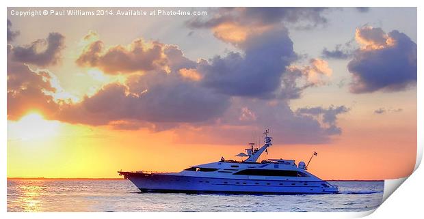 Caribbean Sunset with Boat Print by Paul Williams
