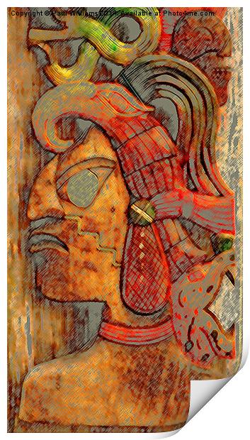 A Mayan in Headdress Print by Paul Williams