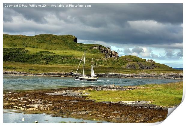 Yacht in Cuan Sound Print by Paul Williams