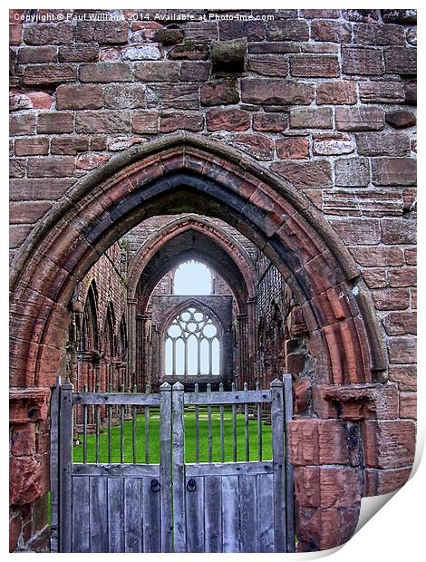 Gate to Sweetheart Abbey Print by Paul Williams