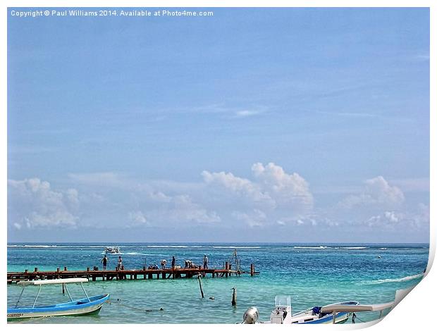 Wooden Jetty at Puerto Morelos Print by Paul Williams
