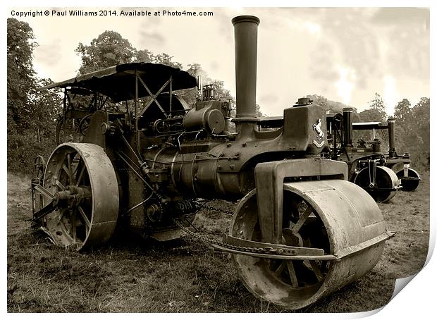 Aveling Steam Road Roller (sepia) Print by Paul Williams