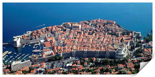Looking down on Dubrovnik Print by Steve Falla