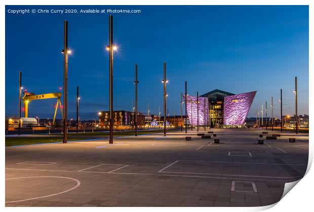 Titanic Belfast Cityscape Harland and Wolff Cranes Print by Chris Curry