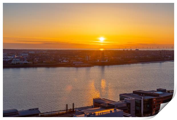 Liverpool Bay Sunset Print by Dave Wood
