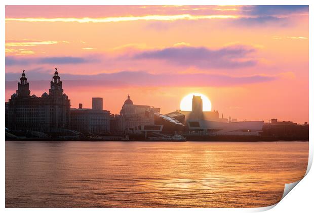 Liverpool Waterfront Sunrise Print by Dave Wood