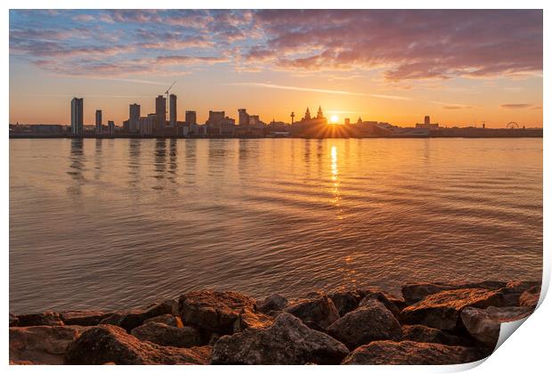 Liverpool Waterfront Sunrise Print by Dave Wood