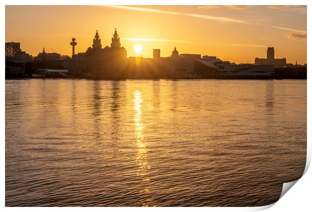 Liverpool waterfront sunrise Print by Dave Wood