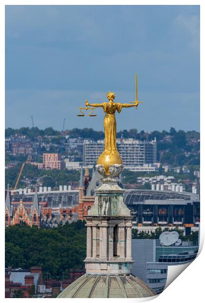 Old Bailey Statue of Justice, London Print by Dave Wood