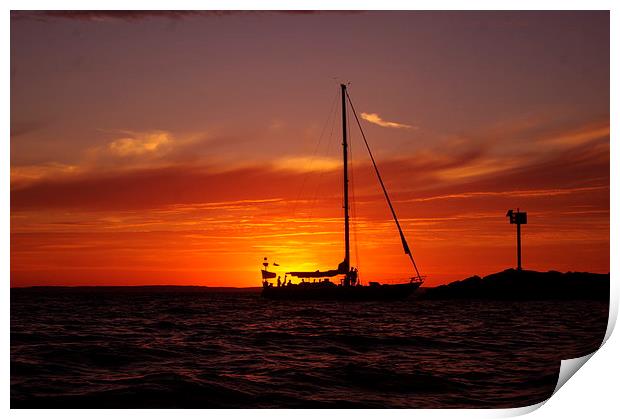 Sunset Sailboat Print by Ian Pettman