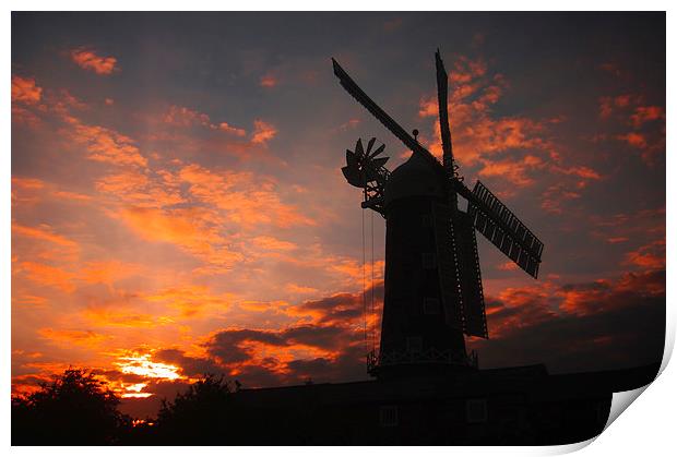 Skidby Mill Sunset Print by Ian Pettman