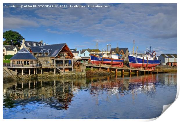 Mallaig Boatyard, Scotland Print by ALBA PHOTOGRAPHY