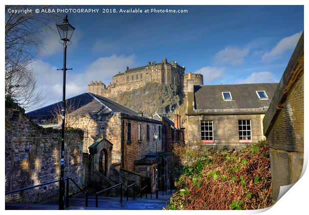 The Vennel Steps & Edinburgh Castle, Scotland  Print by ALBA PHOTOGRAPHY