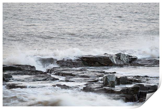 Waves on the Rocks Print by Michael Ross