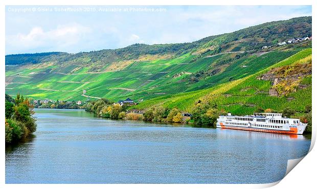 The Moselle near Bernkastel-Kues Print by Gisela Scheffbuch