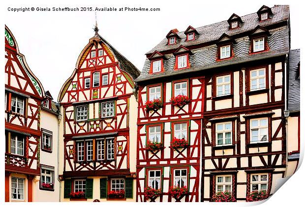  Timber-framed Houses at the Market Square of Bern Print by Gisela Scheffbuch